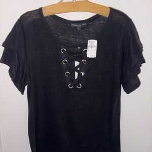 Generation Love Black Lace-Up Blouse